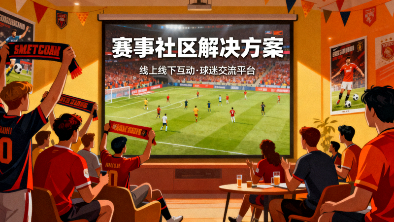 球迷聚集观看比赛并交流讨论，赛事社区解决方案配图