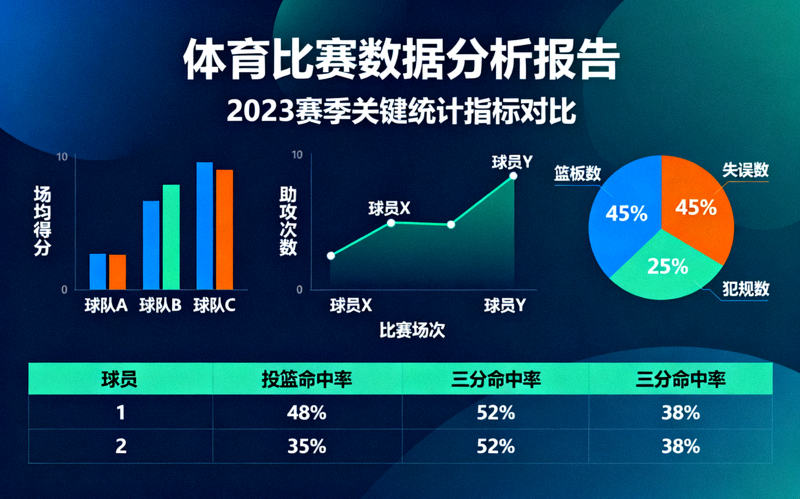 体育比赛数据分析图表与统计指标展示画面
